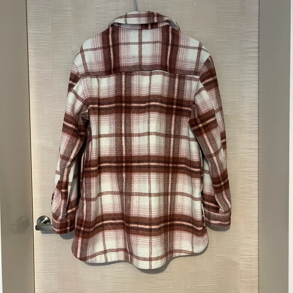Old Navy Plaid Flannel Jacket - Pink and Cream